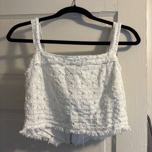 White Textured Crop Top